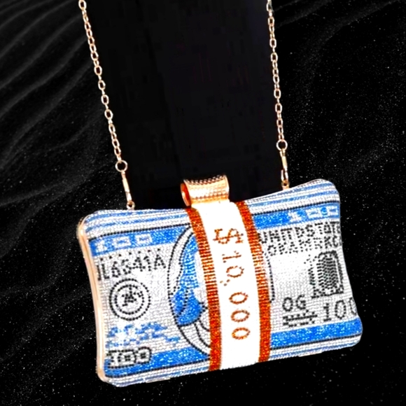 🥳HOST PICK🥳 CRYSTAL DOLLAR CLUTCH BAG WITH DETACHABLE CHAIN STRAP - Picture 10 of 11